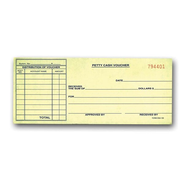 Asp Petty Cash Voucher, 8 1/2" X 3 1/2", 1000 Per Pack Pk 847 - main